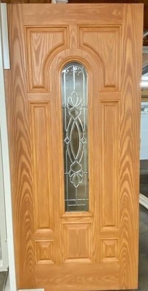 Fiberglass wood look front door.