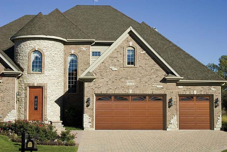 Wood texture garage doors.