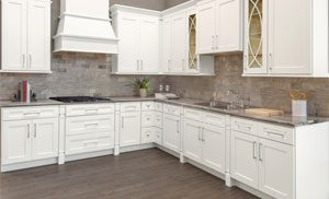 Walnut kitchen cabinets shaker white color.